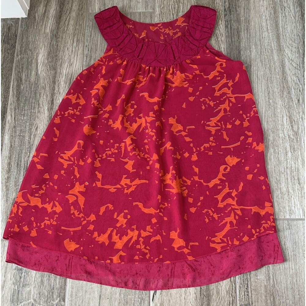 Cabi Womens Sleeveless Origami Layered Tunic BlouseTop Pink Orange Small Layered